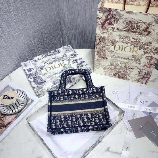 Replica Dior Mini Book Tote Borsa Dior Oblique Canvas Blu Replica Dior Mini Book Tote Borsa Dior Oblique Canvas Blu