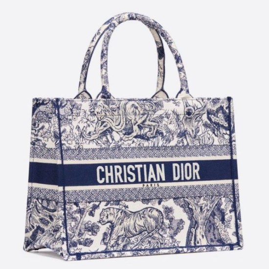 Replica Borsa tote Dior piccola a libro Toile De Jouy con motivo tela blu Replica Borsa tote Dior piccola a libro Toile De Jouy con motivo tela blu