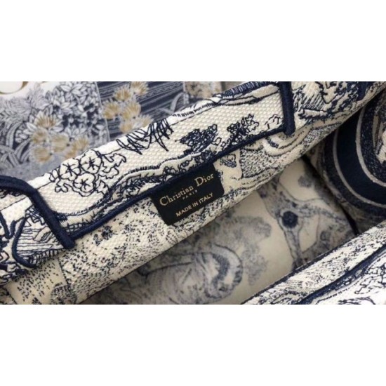 Replica Borsa tote Dior piccola a libro Toile De Jouy con motivo tela blu Replica Borsa tote Dior piccola a libro Toile De Jouy con motivo tela blu