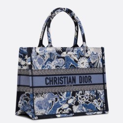 Borsa Dior Media Book Tote Zodiac Fantastico Ricamo Blu