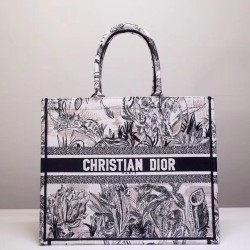 Borsa Dior Book Tote Toile de Jouy Carnivora Motivo Grigio