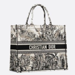 Borsa Dior Book Tote Toile de Jouy Carnivora Motivo Grigio