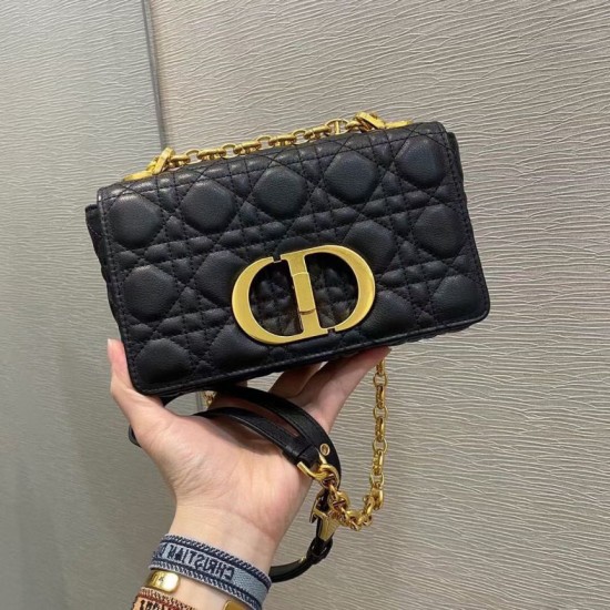 Replica Borsa Dior piccola Caro in pelle di vitello Cannage nera Replica Borsa Dior piccola Caro in pelle di vitello Cannage nera