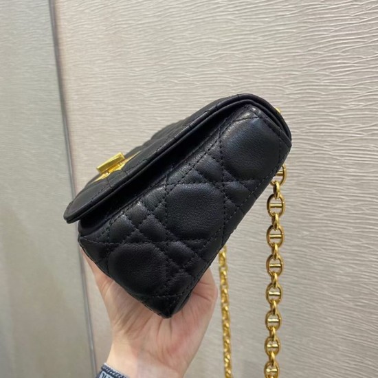 Replica Borsa Dior piccola Caro in pelle di vitello Cannage nera Replica Borsa Dior piccola Caro in pelle di vitello Cannage nera