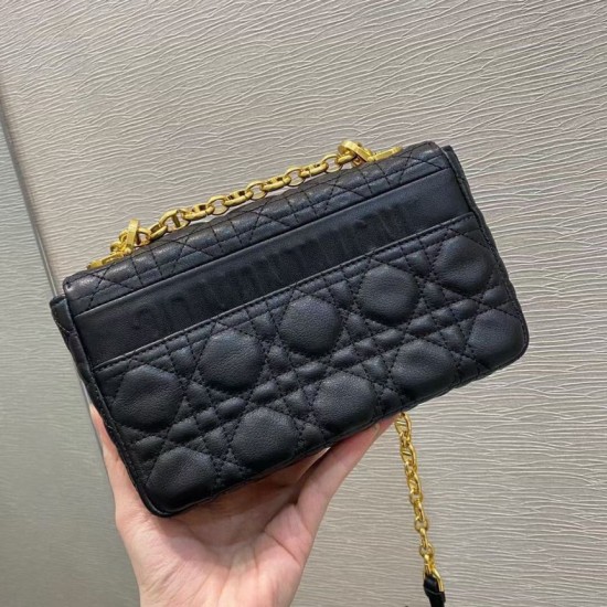 Replica Borsa Dior piccola Caro in pelle di vitello Cannage nera Replica Borsa Dior piccola Caro in pelle di vitello Cannage nera