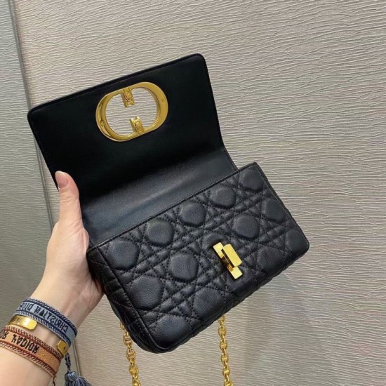Replica Borsa Dior piccola Caro in pelle di vitello Cannage nera Replica Borsa Dior piccola Caro in pelle di vitello Cannage nera