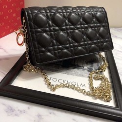 Pochette Dior Lady Dior con catena Nera