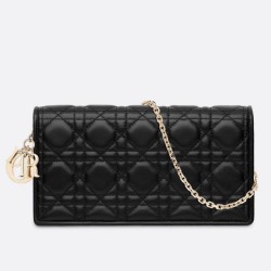Pochette Dior Lady Dior con catena Nera