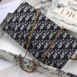 Pochette Dior Su Catena Obliqua Tela Blu