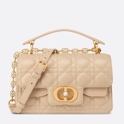 Borsa Dior Jolie piccola con manico superiore Dior Cannage Beige