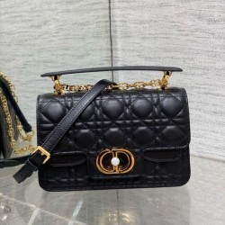 Borsa Dior piccola Jolie con manico superiore Cannage nera
