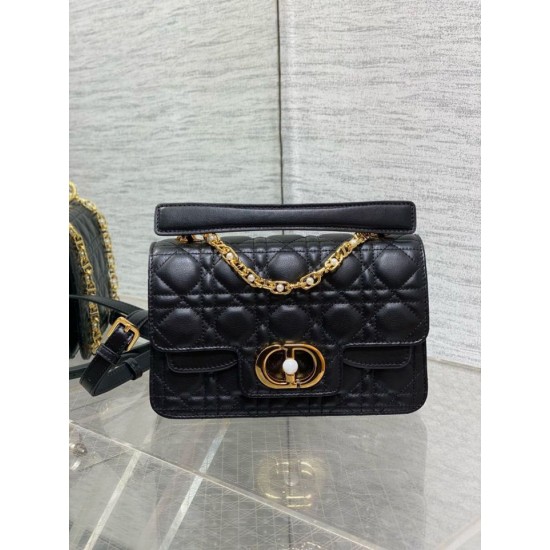 Replica Borsa Dior piccola Jolie con manico superiore Cannage nera Replica Borsa Dior piccola Jolie con manico superiore Cannage nera