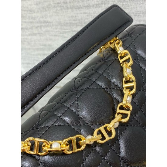 Replica Borsa Dior piccola Jolie con manico superiore Cannage nera Replica Borsa Dior piccola Jolie con manico superiore Cannage nera