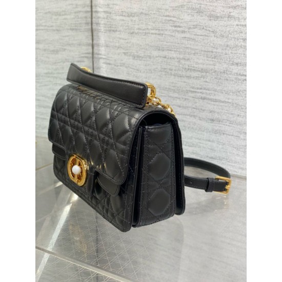 Replica Borsa Dior piccola Jolie con manico superiore Cannage nera Replica Borsa Dior piccola Jolie con manico superiore Cannage nera
