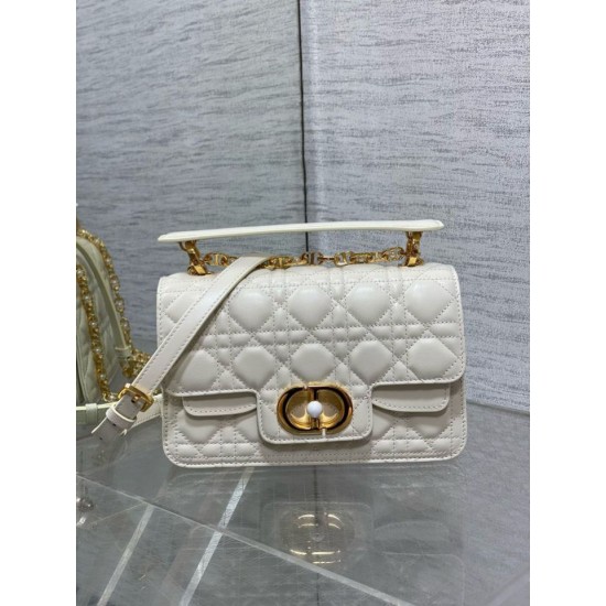 Replica Borsa Dior piccola Jolie con manico superiore Dior Cannage bianca Replica Borsa Dior piccola Jolie con manico superiore Dior Cannage bianca