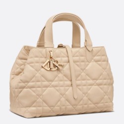 Borsa Dior Toujours Media In Vitello Macrocannage Beige