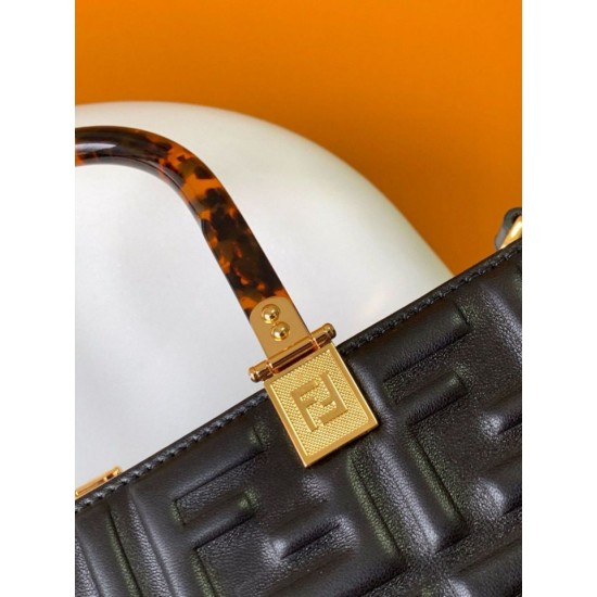 Replica Borsa shopper Fendi Sunshine piccola/media con motivo FF in rilievo 3D-Texture Nera Replica Borsa shopper Fendi Sunshine piccola/media con motivo FF in rilievo 3D-Texture Nera