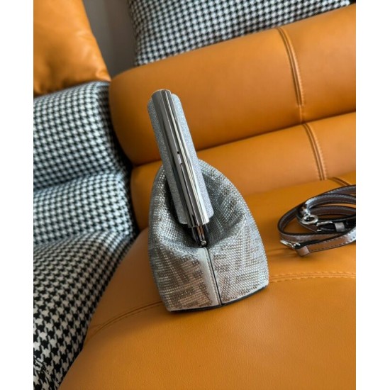 Replica Fendi First Small Bag Borchie Sfaccettate motivo FF 8BP129 Argento Replica Fendi First Small Bag Borchie Sfaccettate motivo FF 8BP129 Argento