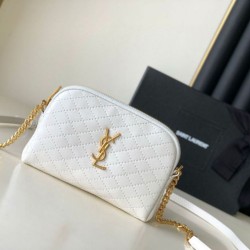 Pouch YSL Saint Laurent Gaby con cerniera bianco trapuntato