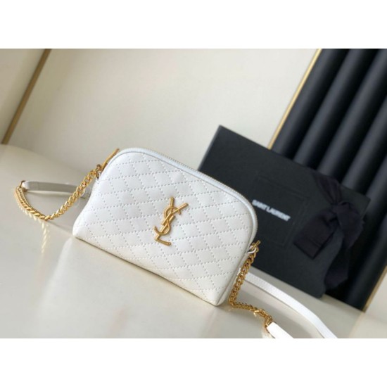 Replica Pouch YSL Saint Laurent Gaby con cerniera bianco trapuntato Replica Pouch YSL Saint Laurent Gaby con cerniera bianco trapuntato