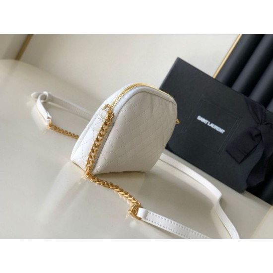 Replica Pouch YSL Saint Laurent Gaby con cerniera bianco trapuntato Replica Pouch YSL Saint Laurent Gaby con cerniera bianco trapuntato