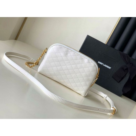 Replica Pouch YSL Saint Laurent Gaby con cerniera bianco trapuntato Replica Pouch YSL Saint Laurent Gaby con cerniera bianco trapuntato