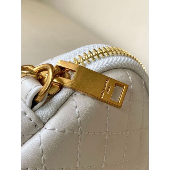 Replica Pouch YSL Saint Laurent Gaby con cerniera bianco trapuntato Replica Pouch YSL Saint Laurent Gaby con cerniera bianco trapuntato