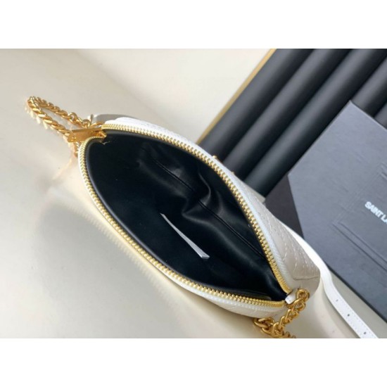 Replica Pouch YSL Saint Laurent Gaby con cerniera bianco trapuntato Replica Pouch YSL Saint Laurent Gaby con cerniera bianco trapuntato