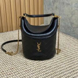 Borsa a secchiello YSL Saint Laurent Gaby con patta superiore nera