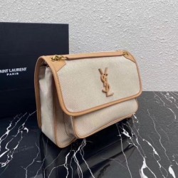Borsa Niki media YSL Saint Laurent in tela di cotone