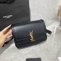 Borsa media YSL Saint Laurent Solferino Pelle di vitello nera