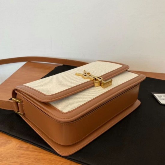 Replica Borsa media YSL Saint Laurent Solferino in tela con pelle di vitello Replica Borsa media YSL Saint Laurent Solferino in tela con pelle di vitello