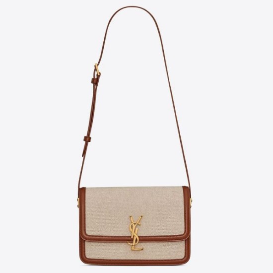 Replica Borsa media YSL Saint Laurent Solferino in tela con pelle di vitello Replica Borsa media YSL Saint Laurent Solferino in tela con pelle di vitello