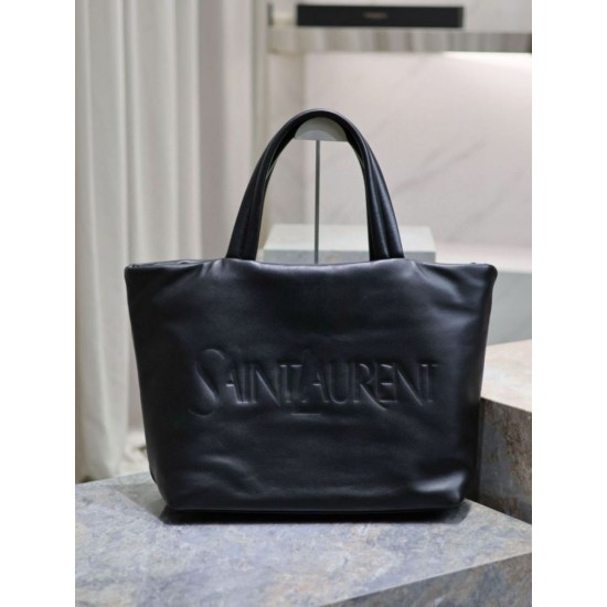Replica Borsa tote imbottita larga YSL Saint Laurent in nappa nera Replica Borsa tote imbottita larga YSL Saint Laurent in nappa nera