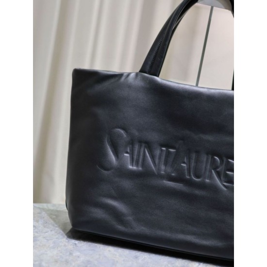 Replica Borsa tote imbottita larga YSL Saint Laurent in nappa nera Replica Borsa tote imbottita larga YSL Saint Laurent in nappa nera