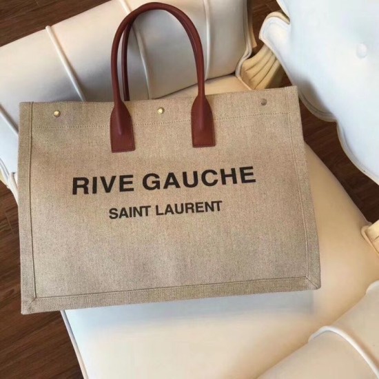 Replica Borsa tote YSL Saint Laurent Rive Gauche con manico marrone chiaro Replica Borsa tote YSL Saint Laurent Rive Gauche con manico marrone chiaro