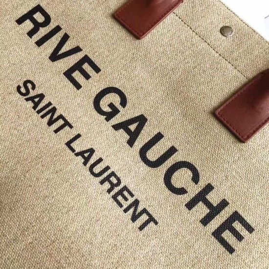 Replica Borsa tote YSL Saint Laurent Rive Gauche con manico marrone chiaro Replica Borsa tote YSL Saint Laurent Rive Gauche con manico marrone chiaro