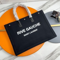 Borsa tote YSL Saint Laurent Rive Gauche Lino nero e
