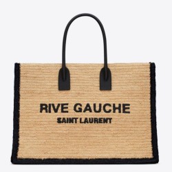 Borsa tote YSL Saint Laurent Rive Gauche Rafia beige e