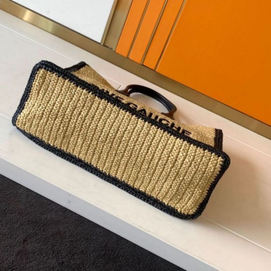 Replica Borsa tote YSL Saint Laurent Rive Gauche Rafia beige e Replica Borsa tote YSL Saint Laurent Rive Gauche Rafia beige e