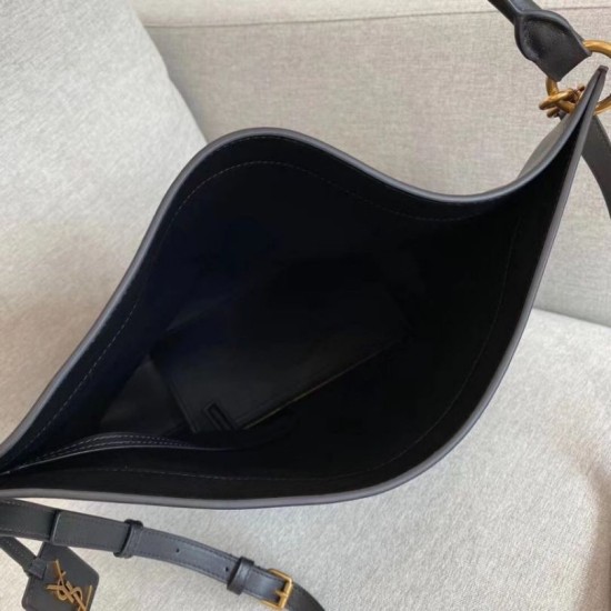 Replica Borsa YSL Saint Laurent Tag Hobo Pelle di vitello nera Replica Borsa YSL Saint Laurent Tag Hobo Pelle di vitello nera