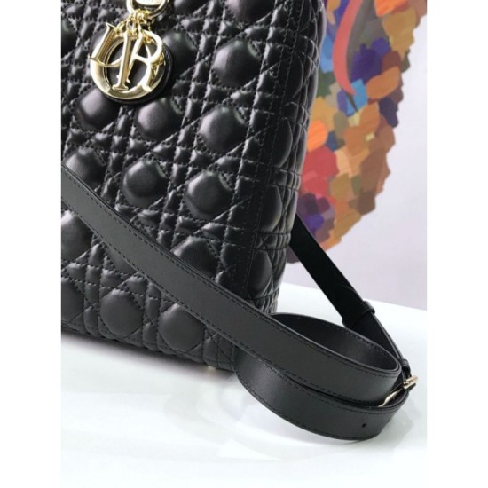 Replica Borsa tote grande Christian Dior Supple Lady Dior M0584 oro nero