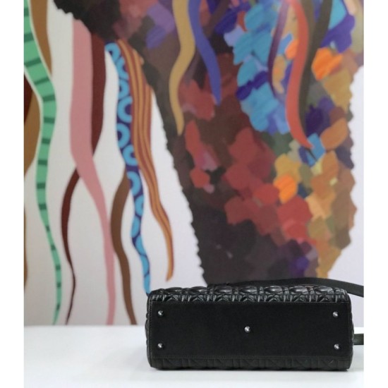 Replica Borse Christian Dior grande Lady Dior Supple Tote M0584 nero argento