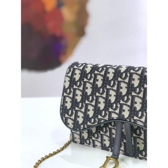 Replica Christian Dior Oblique Saddle Woc Chain Bag M5620 Nero