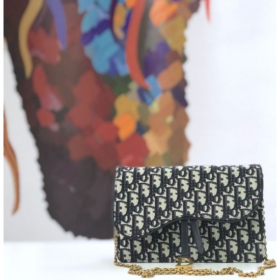 Replica Christian Dior Oblique Saddle Woc Chain Bag M5620 Nero