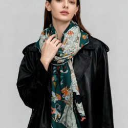 Hermès Equestrian Academy Scialle in velluto reversibile 140 Verde