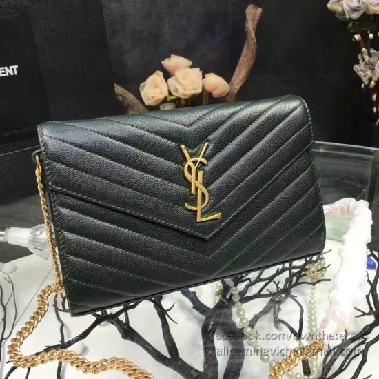 Replica Raccoglitore YSL Saint Laurent della catena di cuoio della Matelasse di Green Grained Replica Raccoglitore YSL Saint Laurent della catena di cuoio della Matelasse di Green Grained