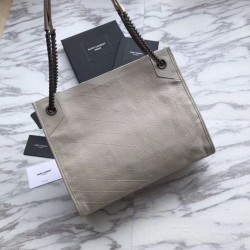 Shopping bag YSL Saint Lauren Niki Medium in pelle vintage increspata beige