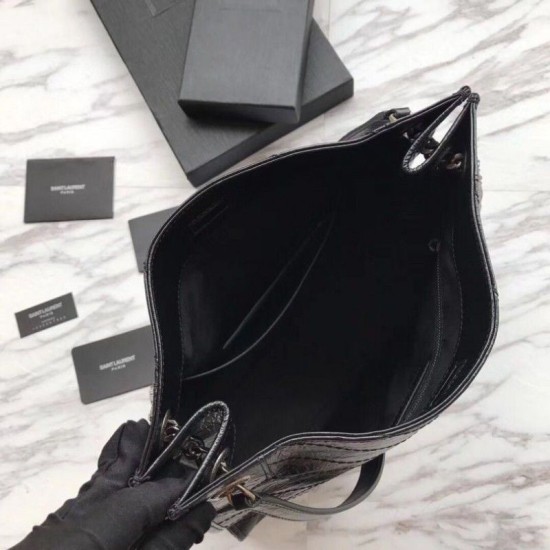 Replica Shopping bag YSL Saint Lauren Niki Medium in pelle vintage increspata nera