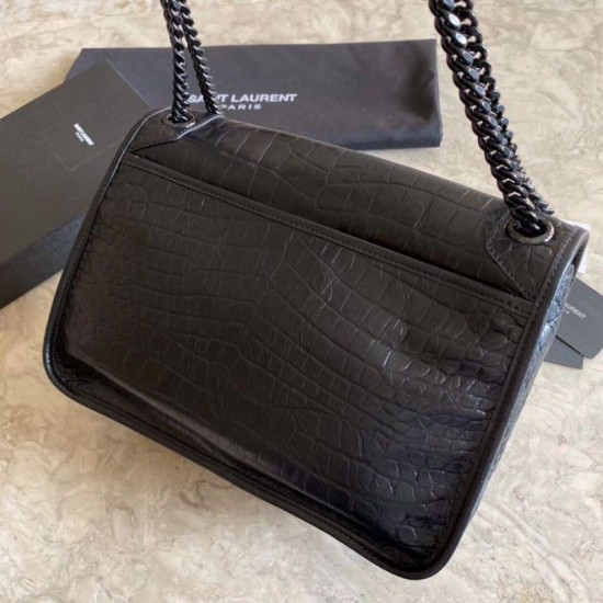 Replica Borsa a catena media Niki YSL Saint Laurent in coccodrillo nera Replica Borsa a catena media Niki YSL Saint Laurent in coccodrillo nera